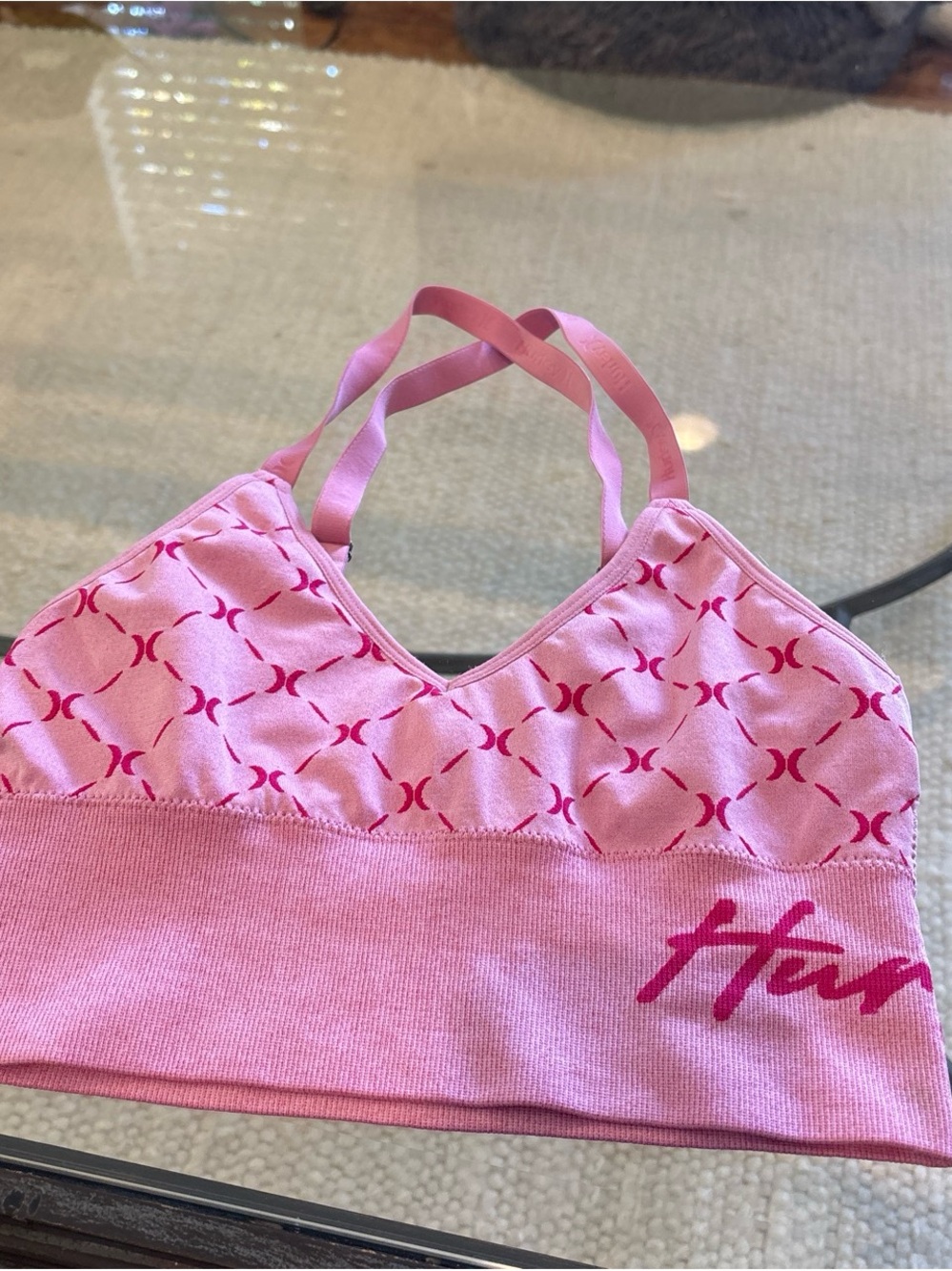 Hurley Pink Logo-Patterned Sports Bra